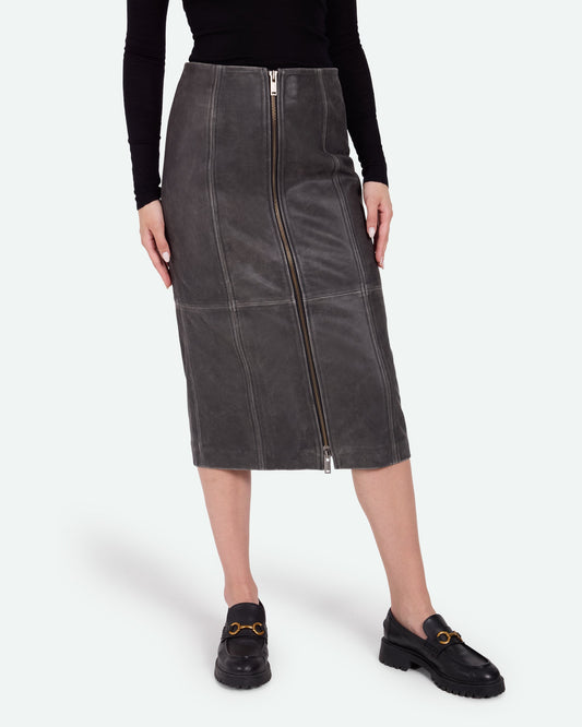 minimum female Unas 3783 Skirt Midi Skirt 980 Dark Grey